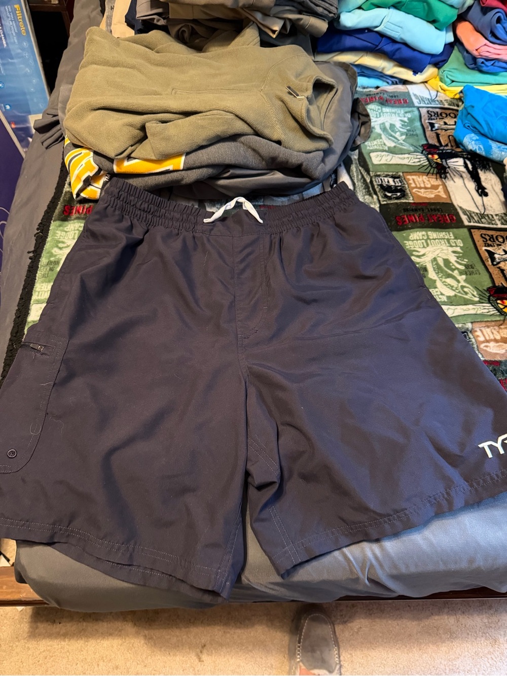 TYR Men's Navy Athletic Swim Shorts with Drawstring